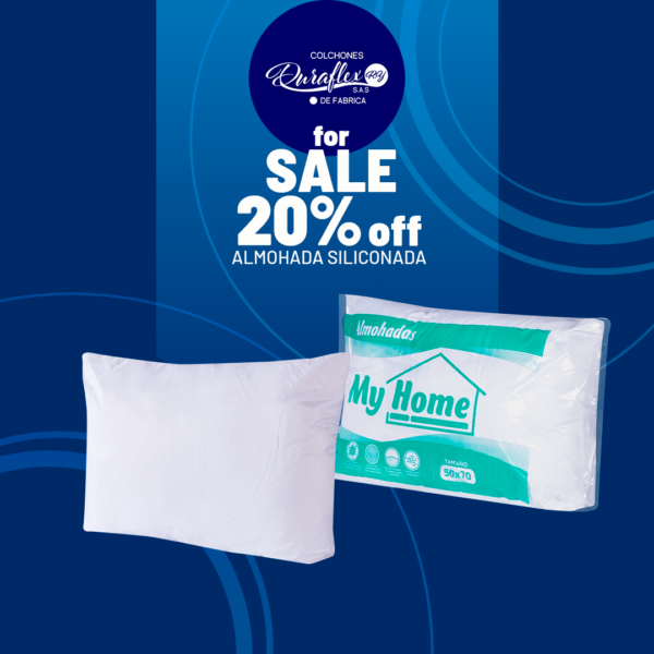Almohada siliconada blanca tamaño 50x70 con cierre, marca My Home, en promoción del 20% por el mes de mamá.