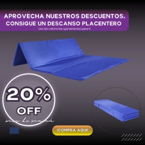 Colchoneta plegable azul para camping o descanso portátil, 20% de descuento por el mes de mamá.