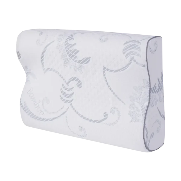 Almohada Memory Cervical Con Diseño Ergonómico En Colores Blanco Y Gris.